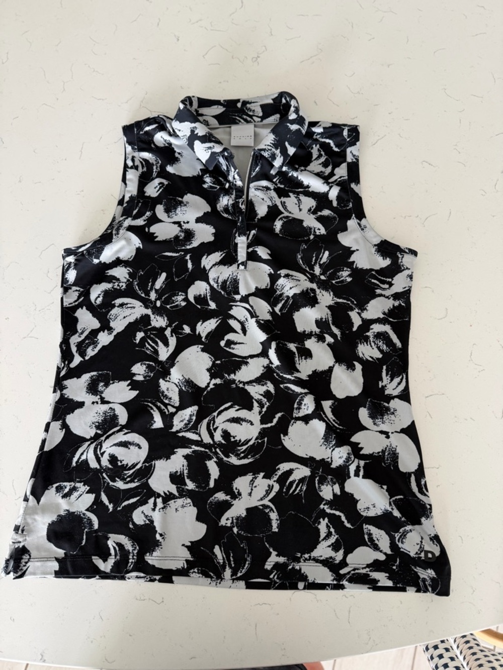 Sleeveless zip up Floral polo golf/tennis/pickleball